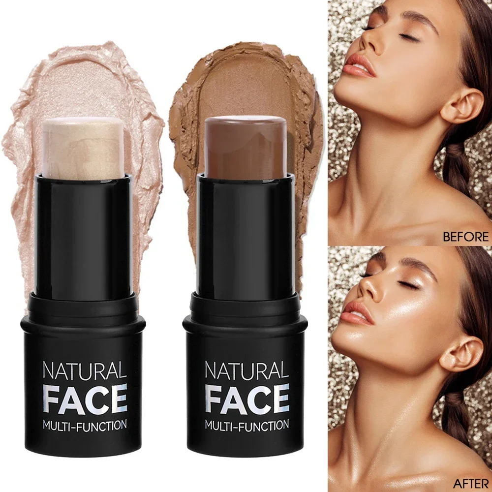 Matte Face Contour Highlighter Bronzer Stick Multifunctional Waterproof Nose Shadow Blush Shimmer Brightening Face Rouge Makeup