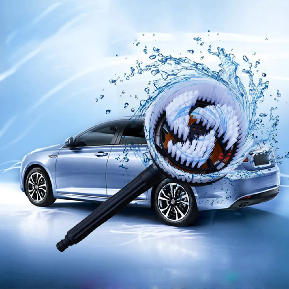 Water Powered Automatic Rotating Car Wash Brush ABS Plastic Soft Bristles Car Cleaning Brush Compatible with Hose Quick