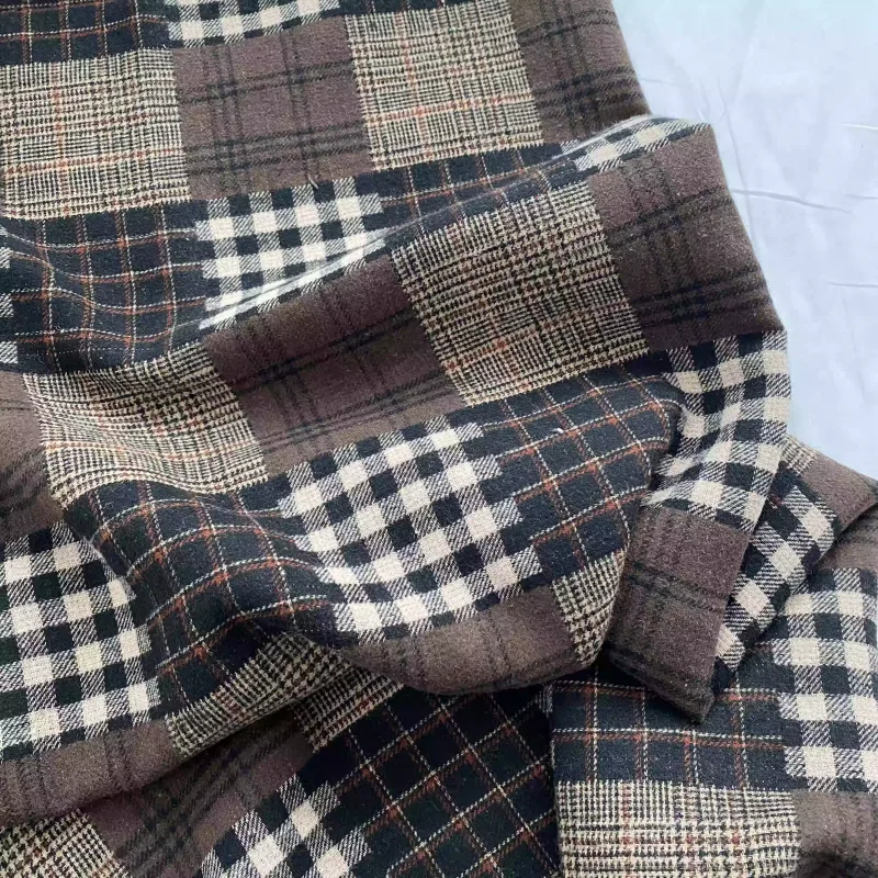

diy handmade fabric for autumn and winter mixed check patchwork cotton shirts, coats and trousers fabric