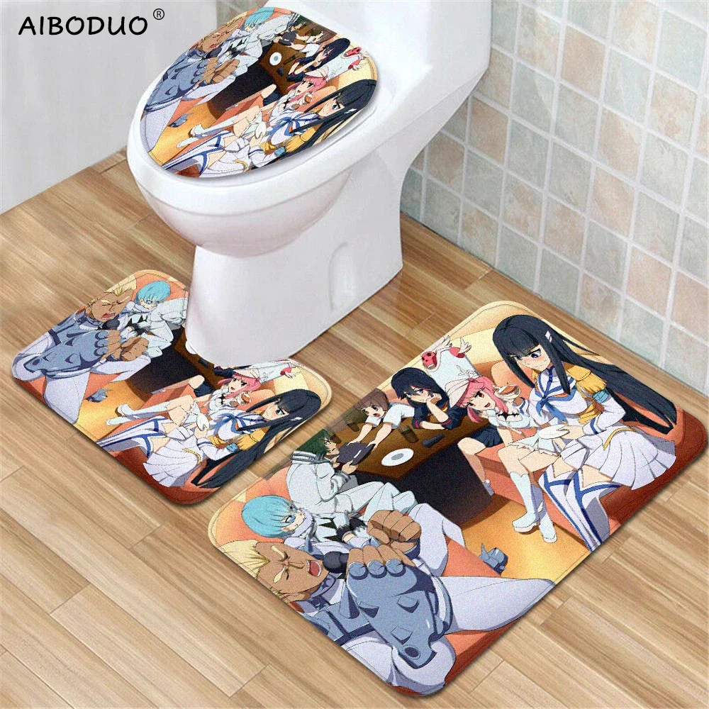 3Pcs Toilet Mat Set KILL La KILL Entrance Door Mat Bath Mats Mat for Hallway Bathroom Products Carpet Floor Anti Slip Shower