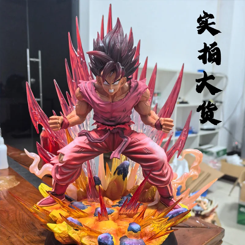 38cm Dragon Ball World Boxing King Son Goku Explosive Red Steam Anime Pvc Hand Sculpture Model Doll Toy Gifts For Kids