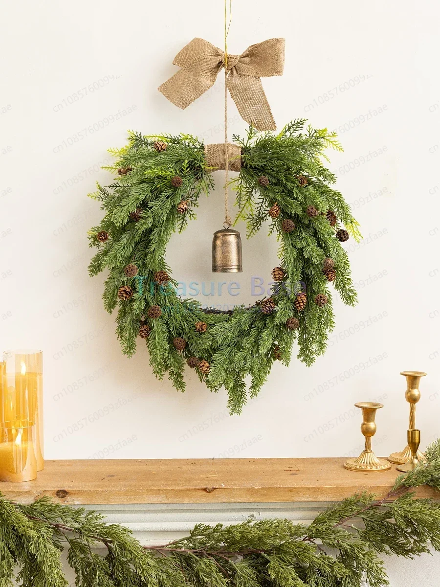 Christmas decorations, wreaths, rattan rings, home fireplace decorations, front door wall pendants