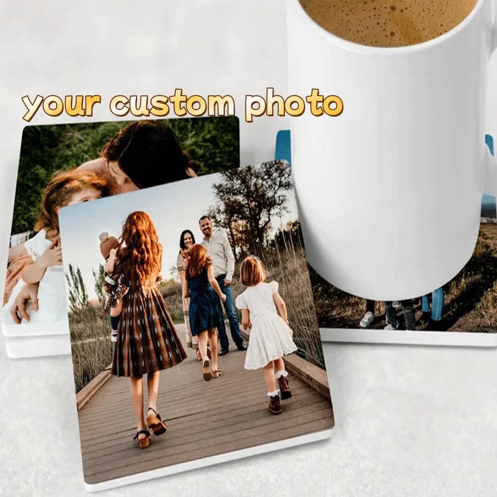 Customized Personalized Square Photo Coasters Free Custom Text Photo Logo Creative Tea Coasters For Family And Friends Wholesale