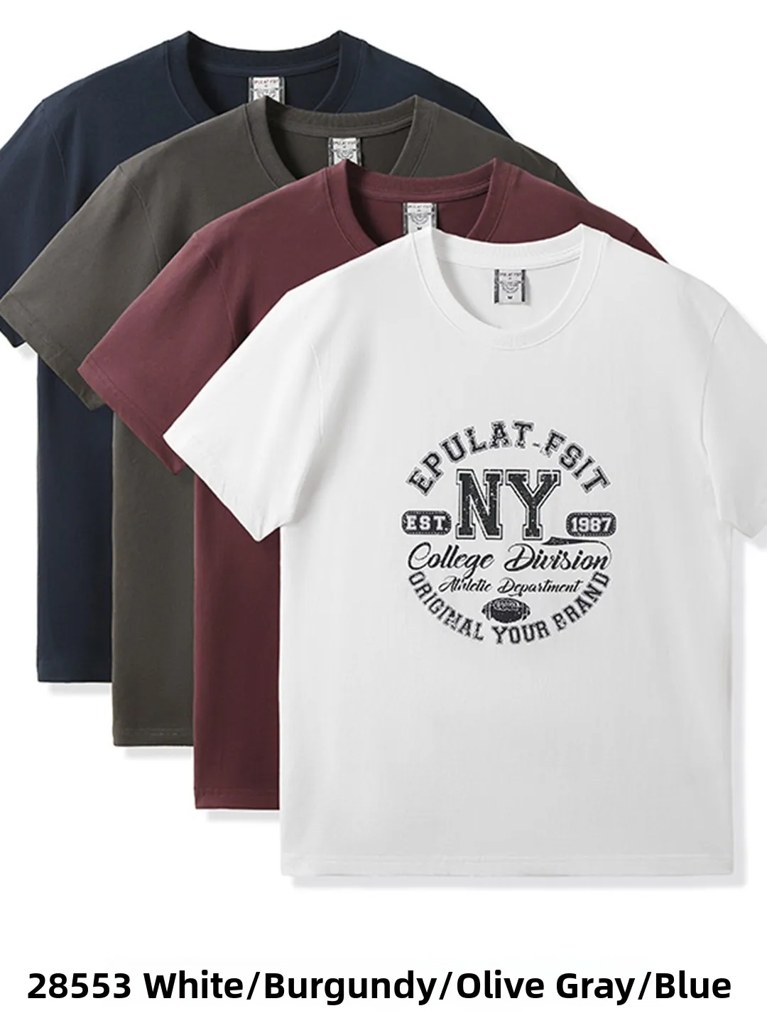 

Summer New American Retro Trend 00% Waed Cotton Soft Breathable Men's ort Sve T-irt NY Letter T Cool Sensation