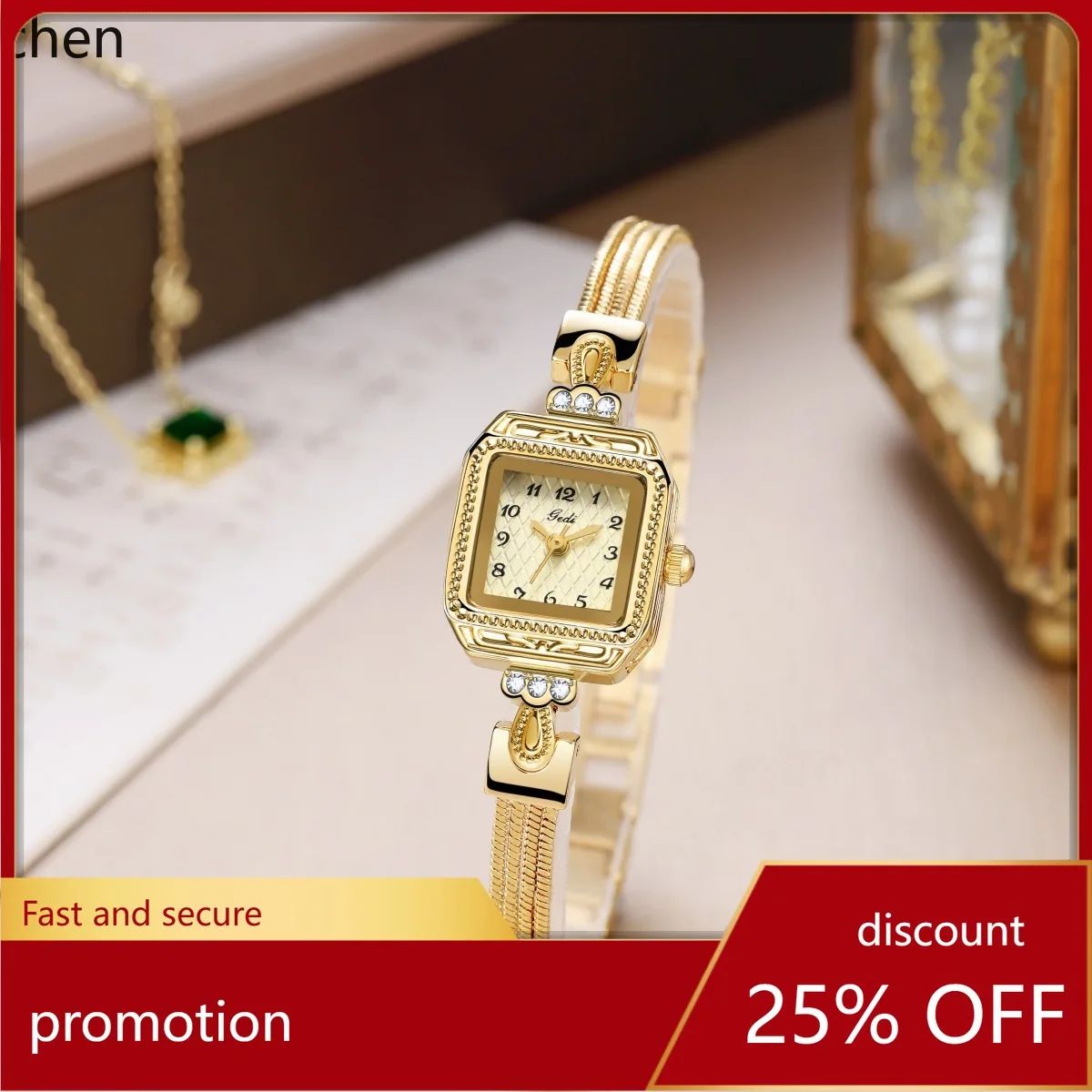 

Zml classy watch retro copper strap watch square plate medieval style good looking watch