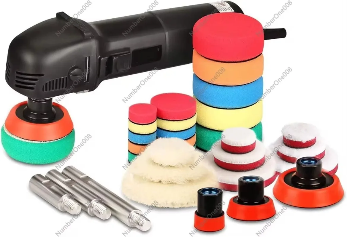 Mini Polishing Machine Buffer Rotary Polisher Auto Detailing Superpolish with 27Pcs Detail Polishing Pad Mix Size Kit