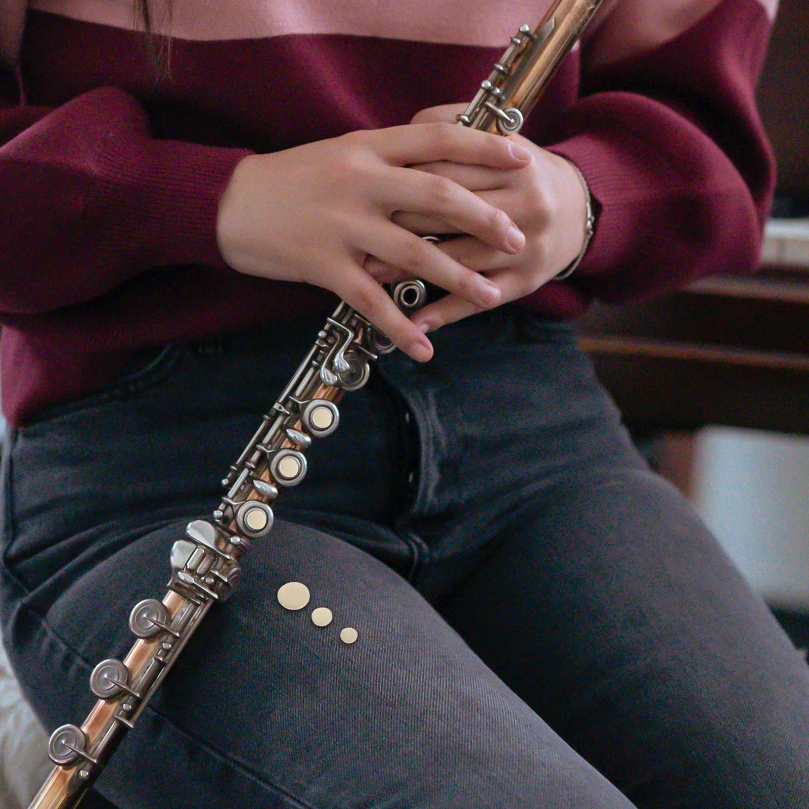 

17Pcs Clarinet Accessories Pads Excellent Material Tight Seals Gift for Clarinet Lovers White Light Yellow Sound Hole Gasket