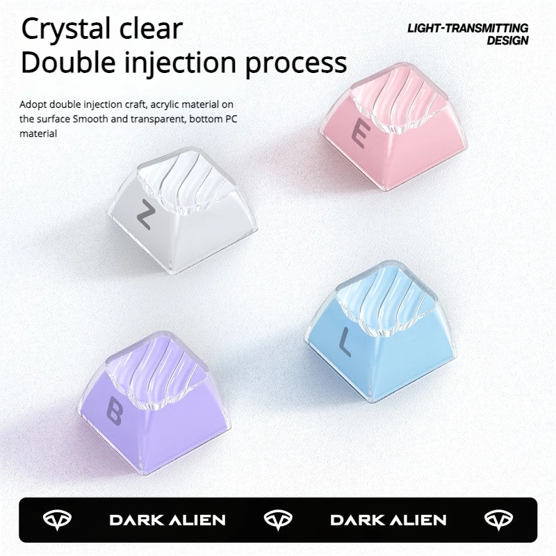 136 Keys Crystal Jelly Keycap Top Translucent PBT Side Double-Layer Flow Pattern Keycaps OEM Profile Top For Mechanical Keyboard