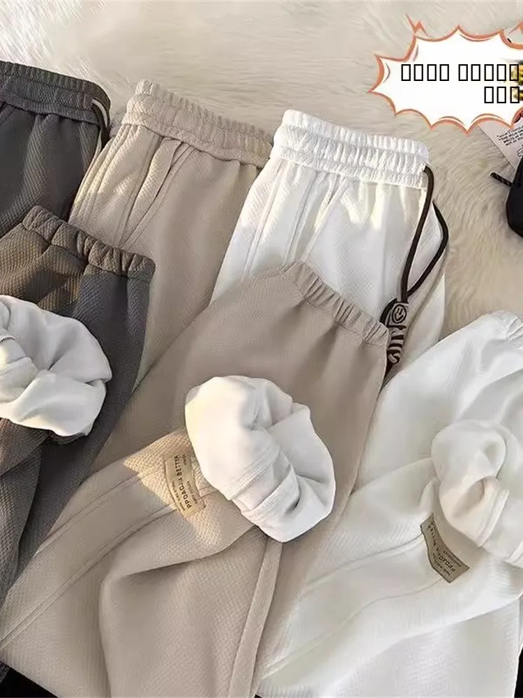 

Мужские спортивные брюки Thiened Fce, свободный крой, зимние теплые брюки с эластичной резинкой на талии, длинные штанины, повседневные, модные, молодежные, осень-зима