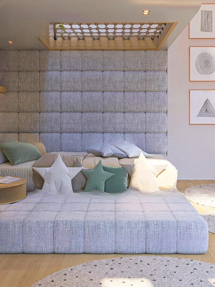 Rumah bermain anak ukuran besar, kamar anak kreatif dengan tempat tidur susun, tempat tidur rangka baja