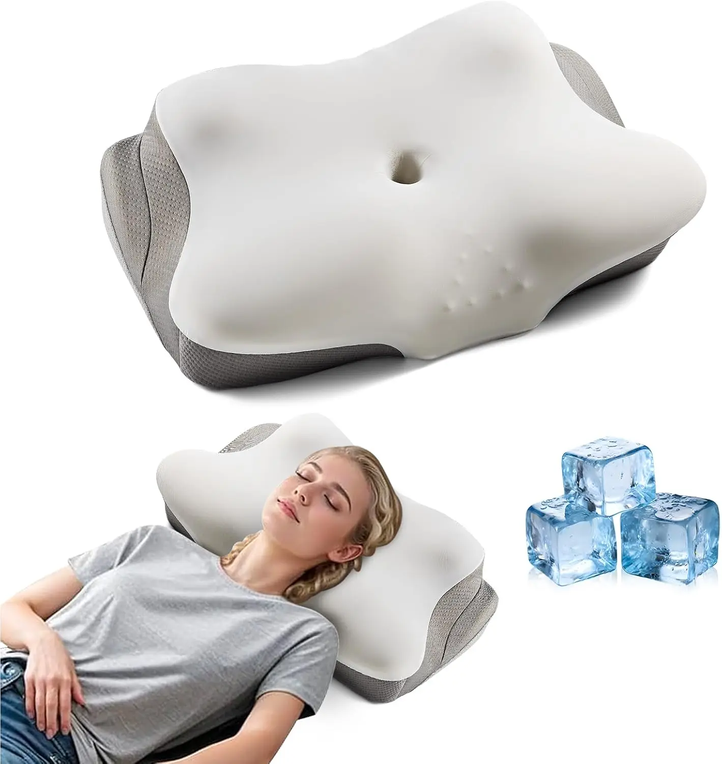 

Ergonomic Memory Foam Neck Pillow for Sleeping, Supportive Contour Pillow for Back & Stomach Sleepers