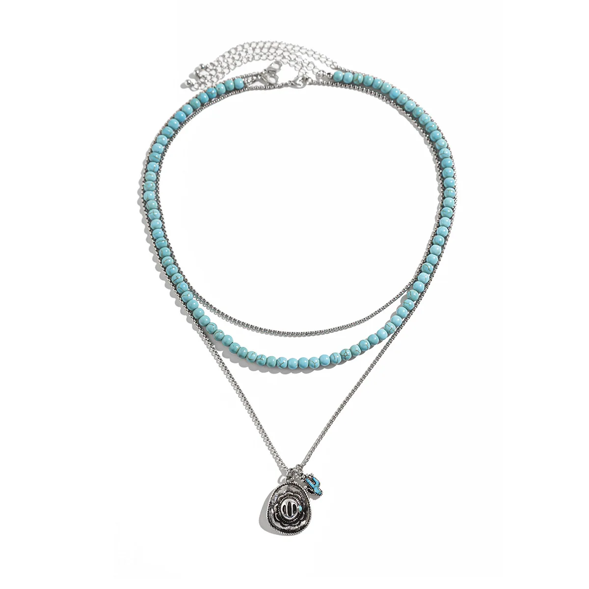 

Necklace trendy hip hop turquoise beaded collarbone chain