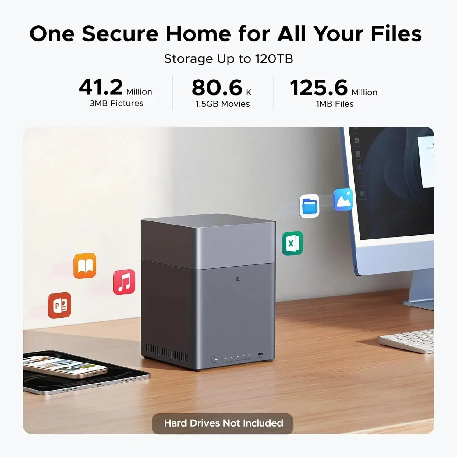 Applicable to TLF UGREEN NAS DH4300 Plus 4 Bay Desktop NAS Support Capacity up to 120TB 8GB LPDDR4X RAM 2.5GbE 4K  Network Attac