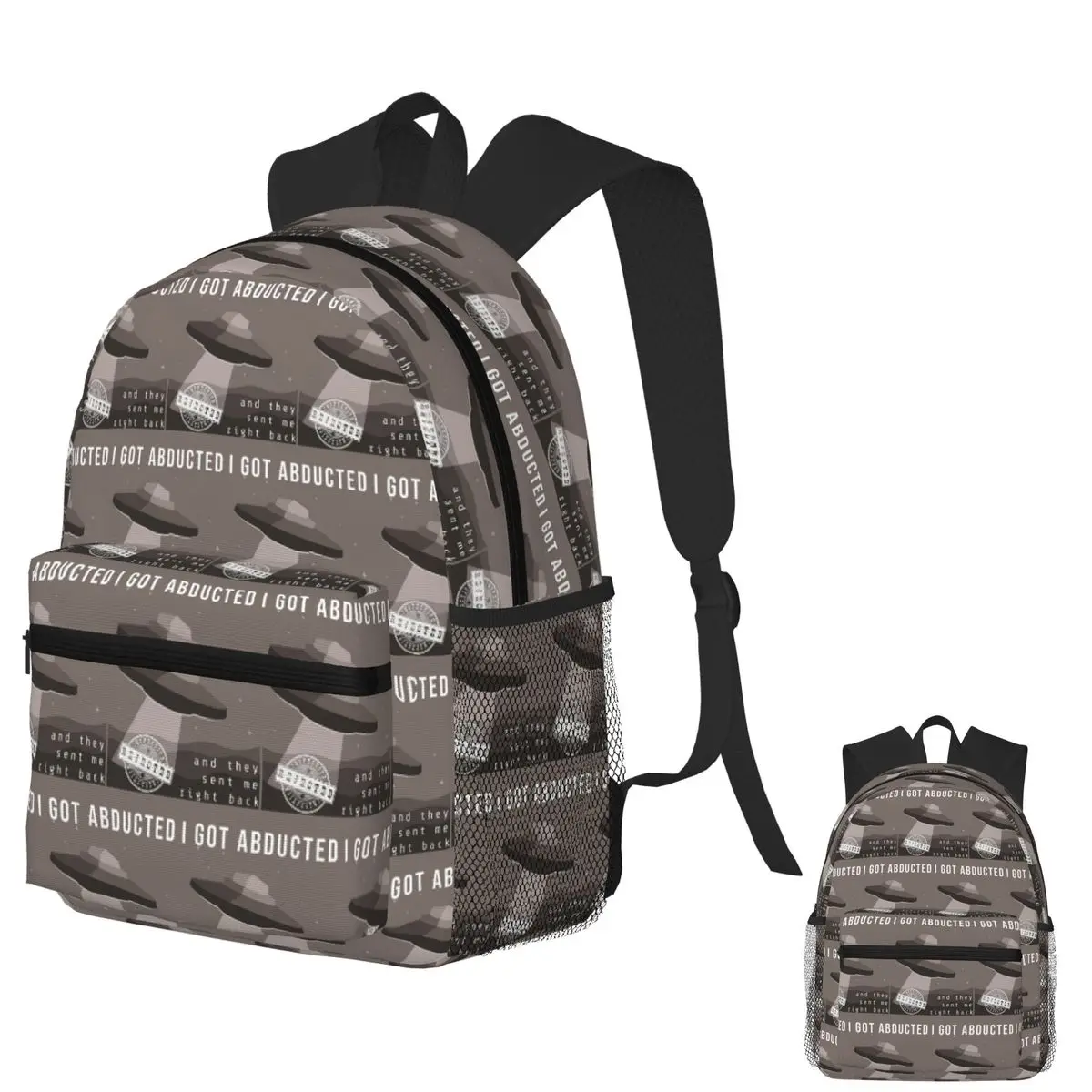 

I Got Abducted Rejected UFO Alien Abduction Vintage Meme Student Backpack School Bag Hiking Travel Daypack Bookbag Shoulder Bags
