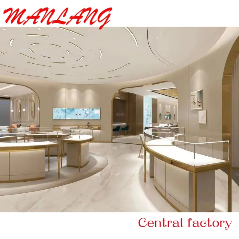 

CustomHigh-end gold jewelry store display cabinet wooden vitrine jewelry showcase display furniture