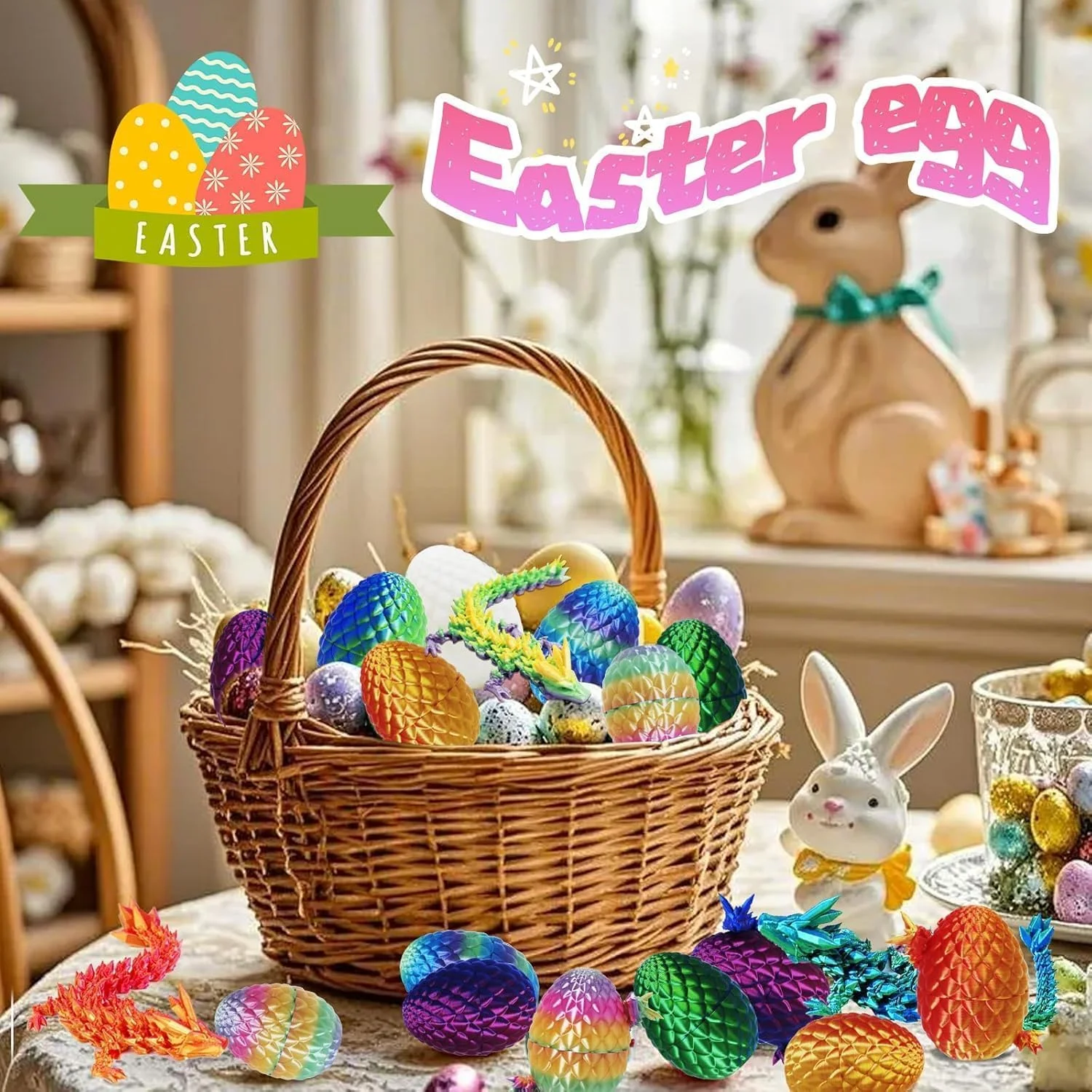 Ovos de dragão impressos em 3D e dragão dentro de brinquedos impressos em 3D adequados para crianças e adultos - Decoração de mesa exclusiva de Natal