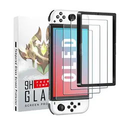 3PCS Tempered Glass Screen Protector Compatible Nintendo Switch OLED 9H HD Clear Glass Film for Nintendos Switch OLED