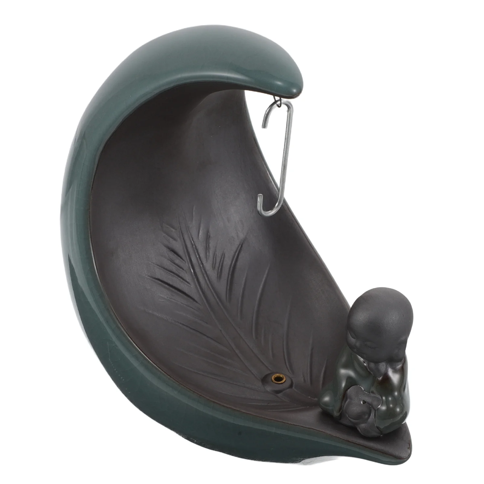 

Ceramic Incense Burner Moon Shape Monk Incense Holder Ash Catcher Hanging Coil Censer Zen Meditation Room Decor Aromatherapy