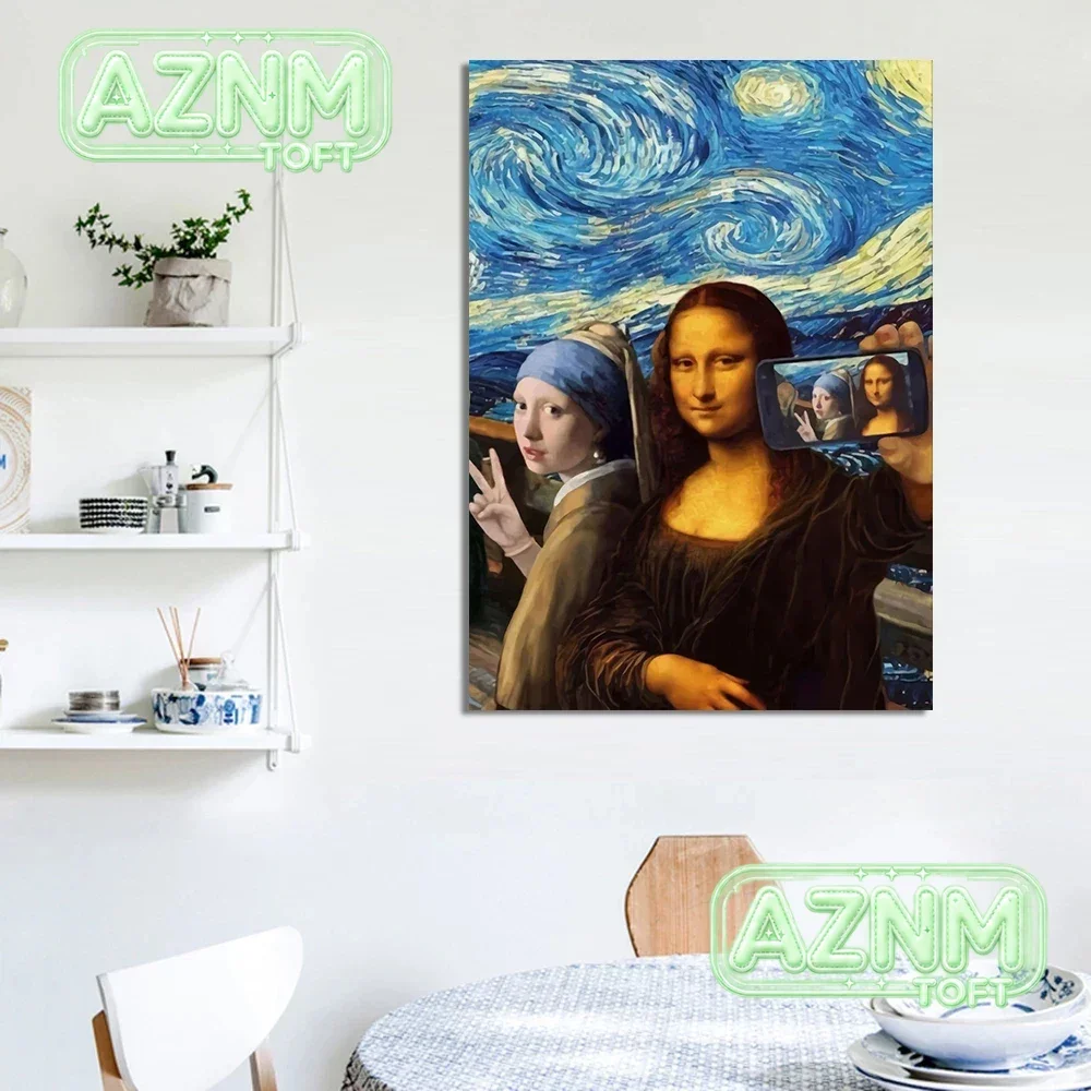 Famous Leonardo Da Vinci Artwork Salvator Mundi Mona Lisa Canvas Painting Poster Print Wall Art for Living Room Home Decor