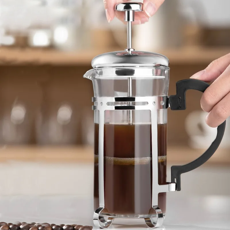 Modern French filter coffee pot – heat-resistant glass manual brewer, suitable for coffee and tea, environmentally friendly