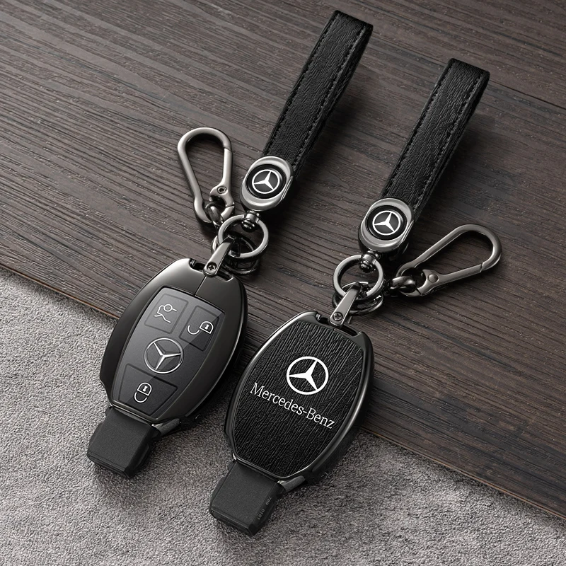 Zinc Alloy Leather Car Key Case Cover For Mercedes Benz A B C E R Class GLS GLA GLK GLC CLS CLA AMG W204 W205 W212 W463 W176