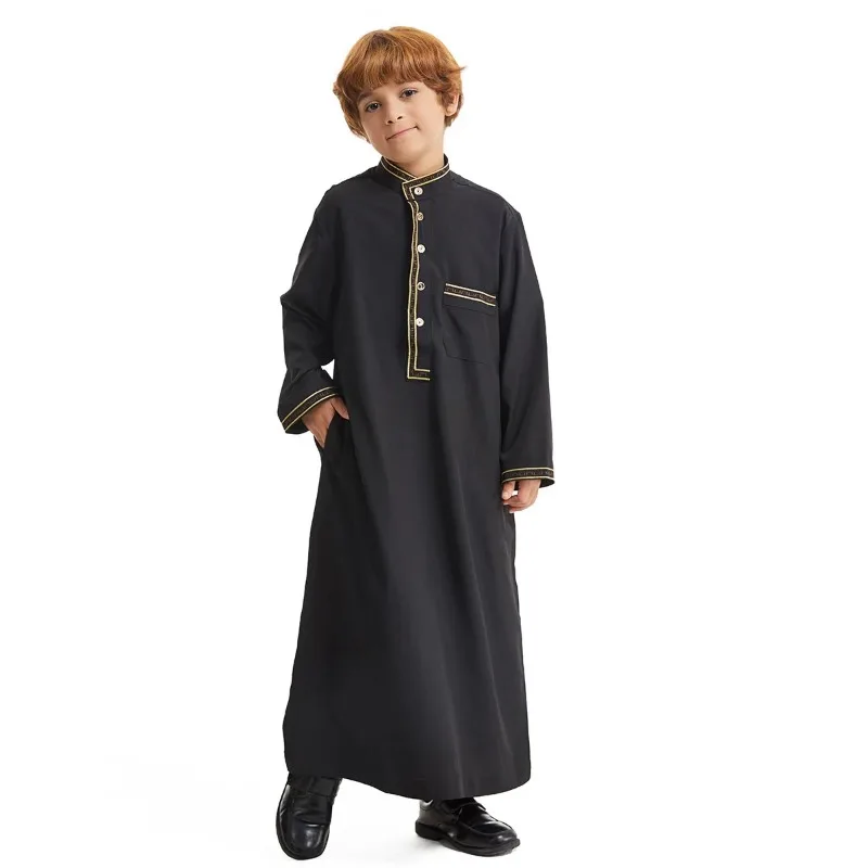 Bata musulmana de manga larga para niños, vestido de Arabia Saudita, Abaya, caftán, Jubba, Thobe, ropa islámica, Eid, Ramadán, Djellaba, Marruecos, caftán