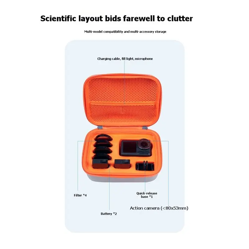 AEE7-Action Camera Storage Bag For DJI Osmo Action 6 5 4 Protective Carrying Case Box Travel Storage Organizer Accessories
