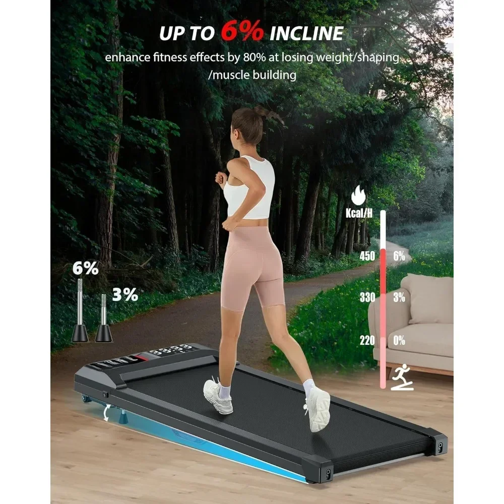 Walking Pad Treadmill, Upgraded Up to 6% Incline Walking Pad, Voice Controlled Under, Only 39LBS Portable Treadmill for Home