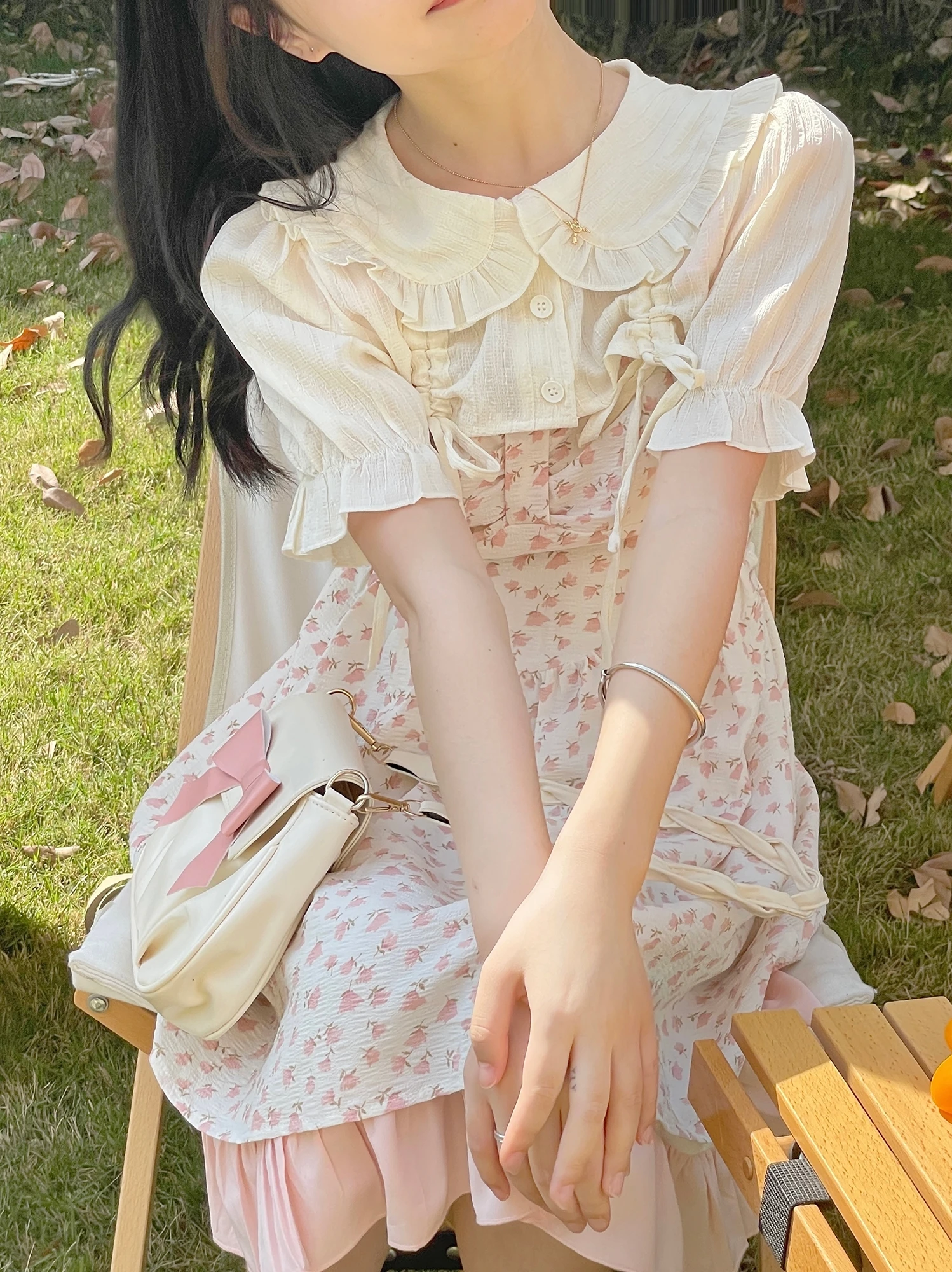 French Style Small Floral Dress Women's Suspender Skirt Summer Flying Sleeve and Cute Vitality Girl