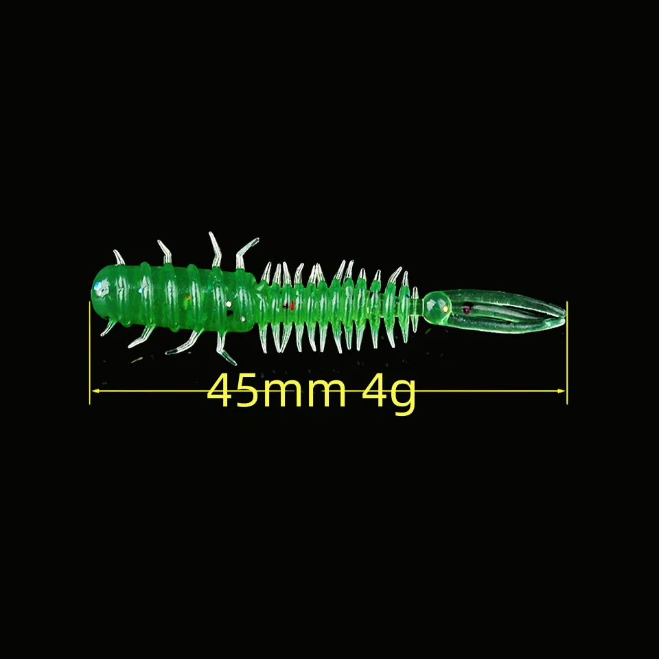 ソフトシリコンワームフィッシングルアー,45mm, 0.4g,ラバースイムベイト,ストレートテール,ウォブラー,ポータブルボトル付き,ピース/箱