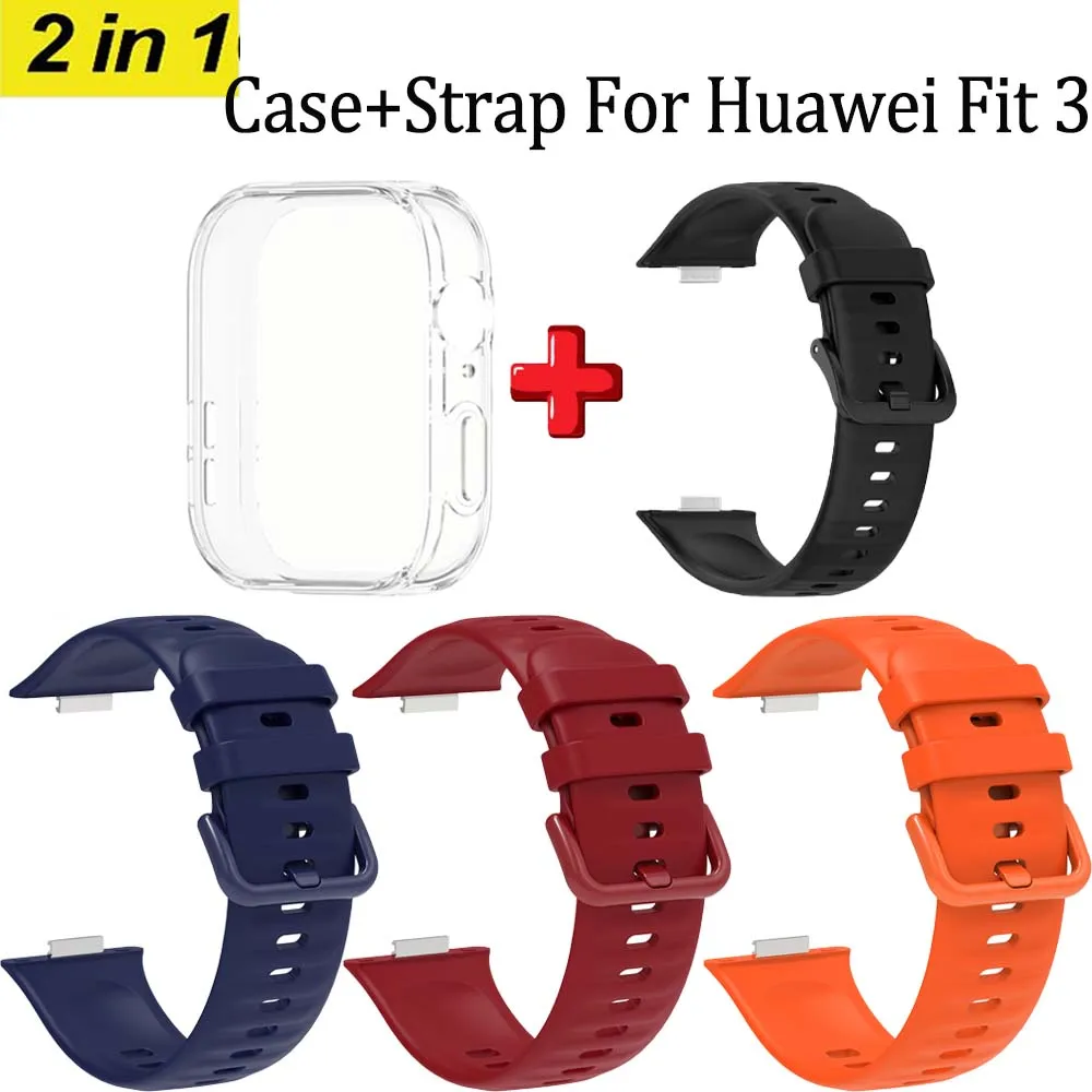 

Silicone Watch Strap For Huawei Watch Fit 3 Strap Replacement Band For Huawei Watch Fit3 Strap With Case Screen Protector