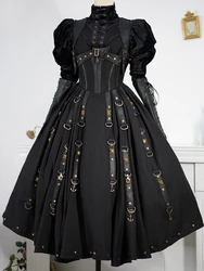 Ghost Boat-lolita Faux Leather Top Chest Jsk Bubble Sleeve Shirt Gothic Gorgeous Pull Swing Sk By FOXTROT-Pre-order