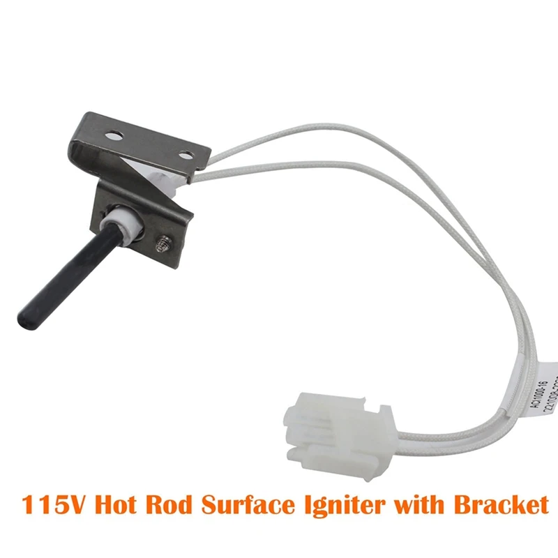 Hot Hot Surface Ignition Rod Igniter Silicon Nitride Ignition 115V Male Connector Terminal Plug-In With Bracket