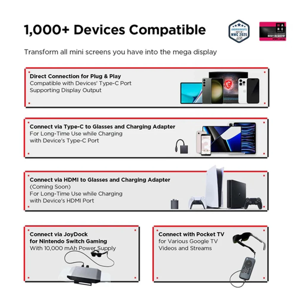 RayNeo Air 3S AR Glasses 201 بوصة شاشة عرض OLED صغيرة ثلاثية الأبعاد HD سينما خاصة تلفزيون الجيب للهاتف المحمول آلة ألعاب الكمبيوتر