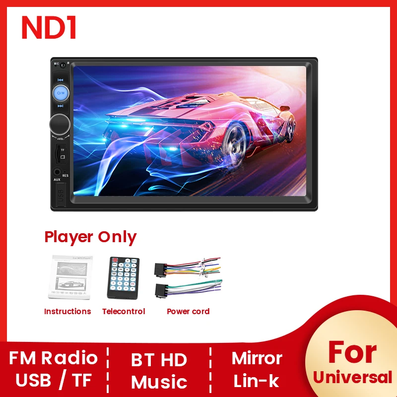 NaviFly 2Din 7inch HD Display Media RDS Player Universal MP5 Auto Radio Mirror Link Support Rear View Camera AUX BT Video Player