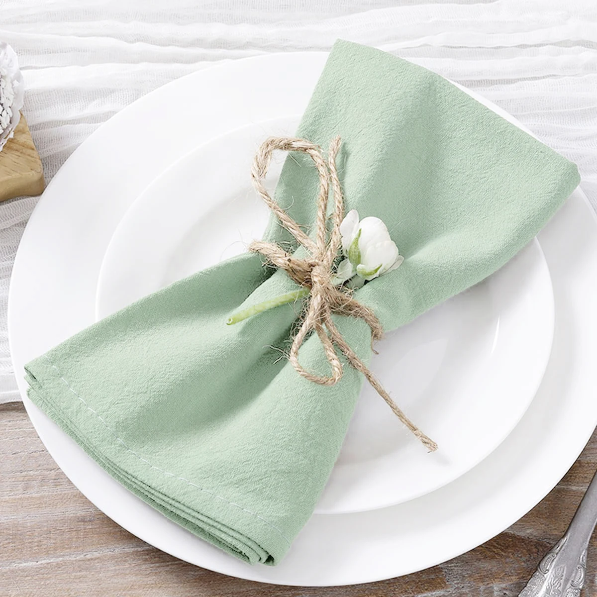 4PC 30X45CM Wedding Cloth Napkins Sage Green Cotton Fabric  Dinner Kitchen Tea Towels Table Design Mat Christmas Decoration
