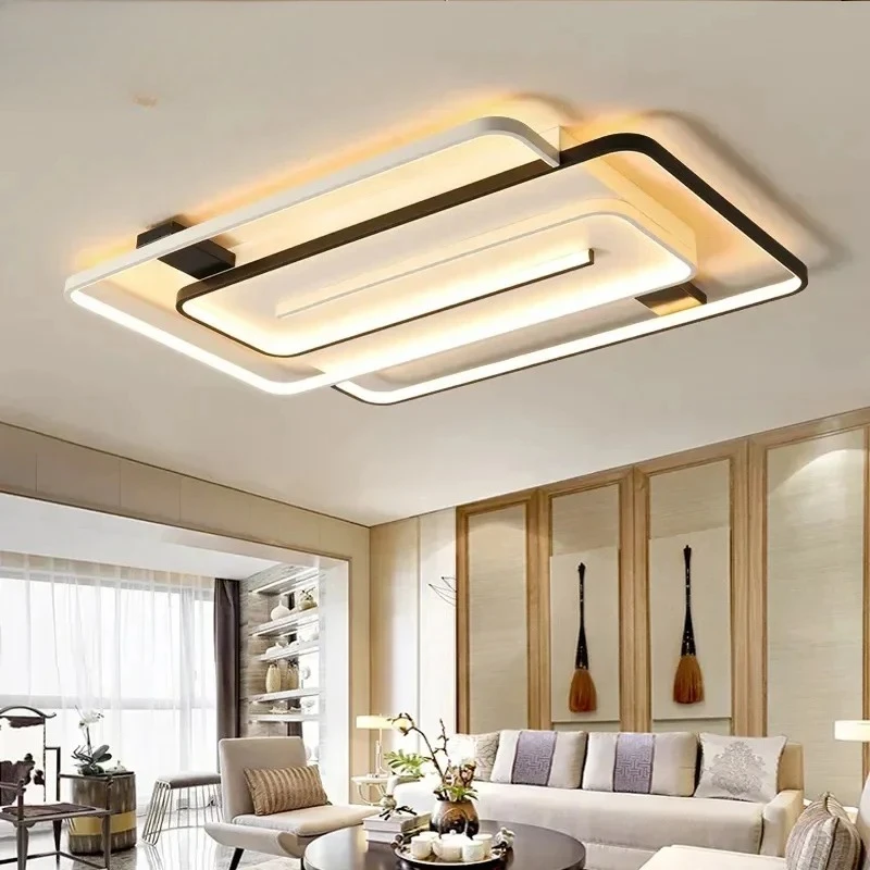 Living room decoration LED ceiling light black and white square bedroom home interior lighting