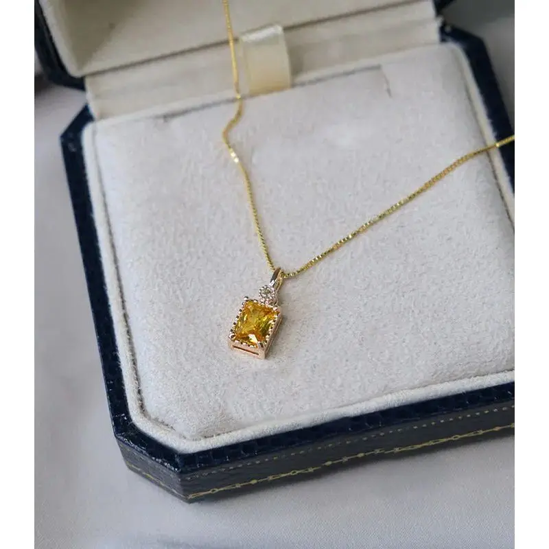 

Ожерелье с подвеской в виде золота с цитрином и цирконием, женское ожерелье с воротником Vermeil, цепочка в стиле ремесленный дизайн, энергетическая чакра, подарок, штабелируемый