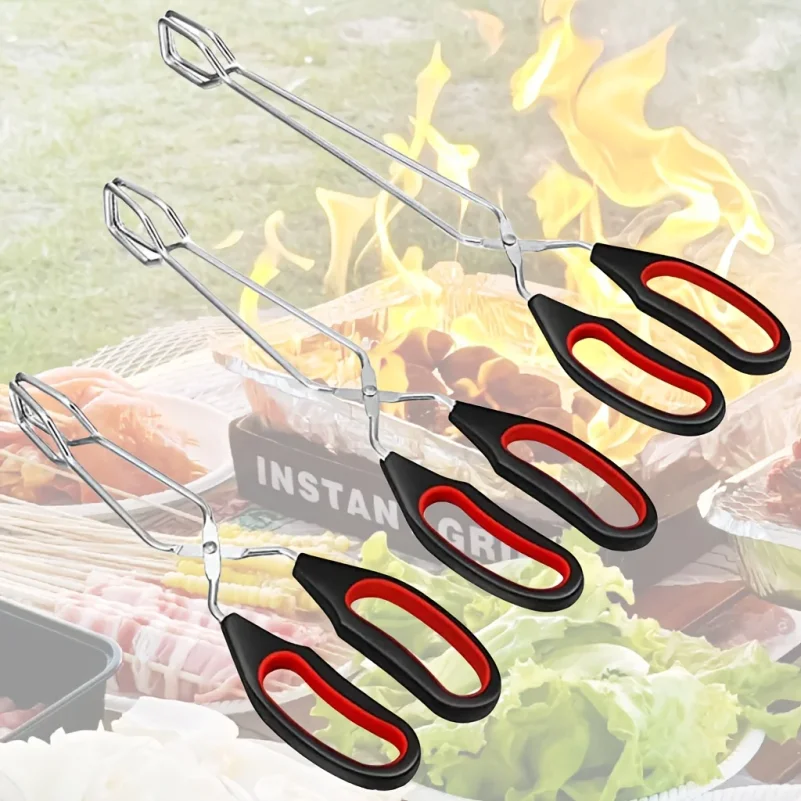 Long Handle BBQ Scissor Tongs Multifunctional Barbecue Clip Grilled Food Bread Roast Clamp Kitchen Baking BBQ Tools Accessories 6