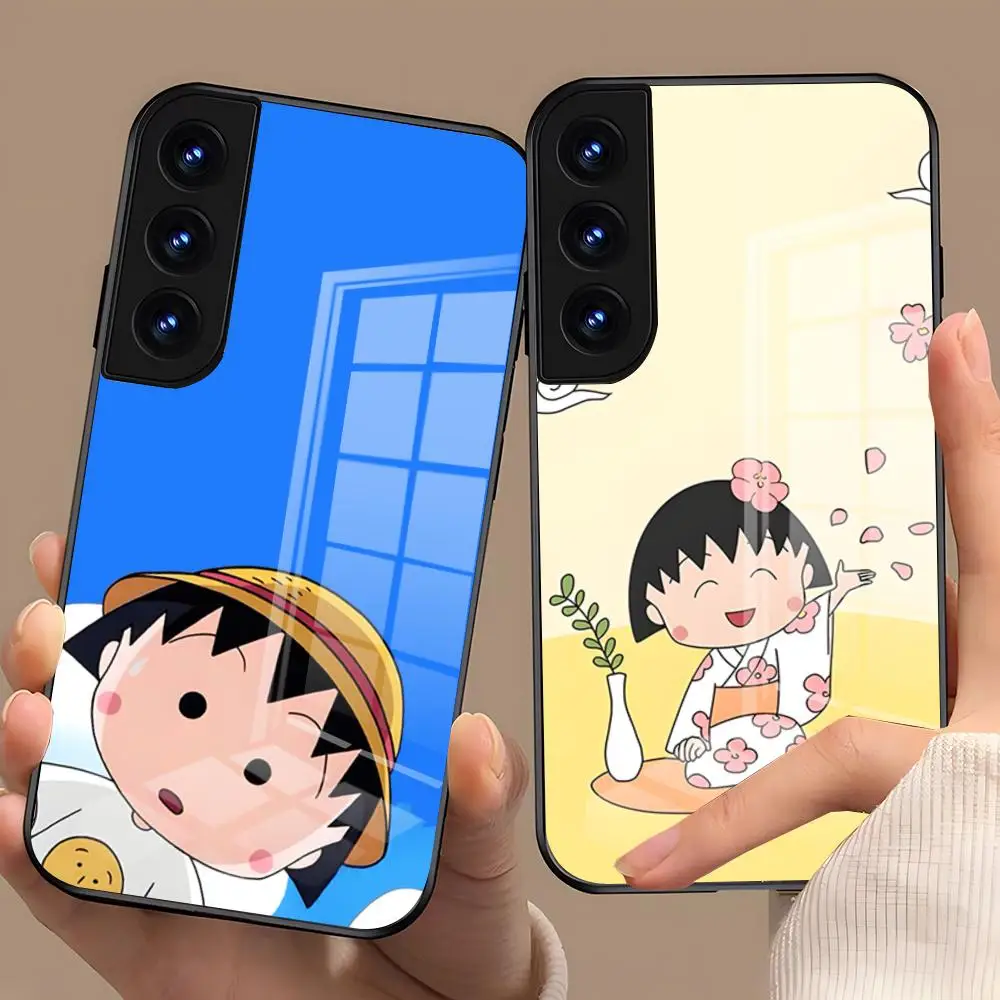 Chibi Maruko Chan Phone Case For Samsung S26 S25 Plus S20 S20 Plus S22 Ultra S23 FE S21 Plus S21 Ultra Glass Cover