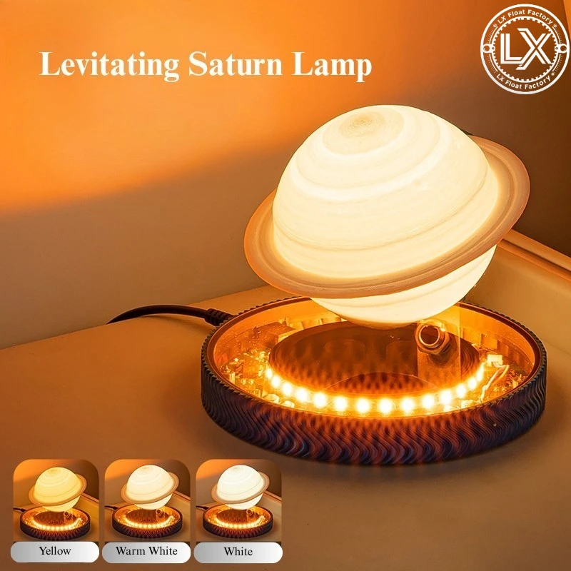 Levitating Saturn Lamp Floating Planet Lamp Magnetic Levitation Desk Light with Luminous Base Unique Home Decor For Office Gifts
