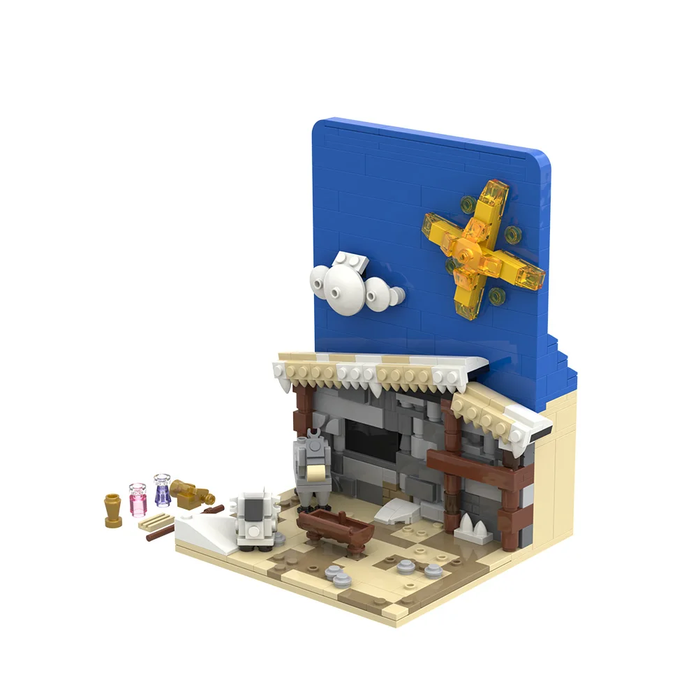 Gobricks MOC Nativity Scene Building Blocks Model Santa's Visit Diorama Bricks Architecture Street View Assembly Toys Kids Gifts