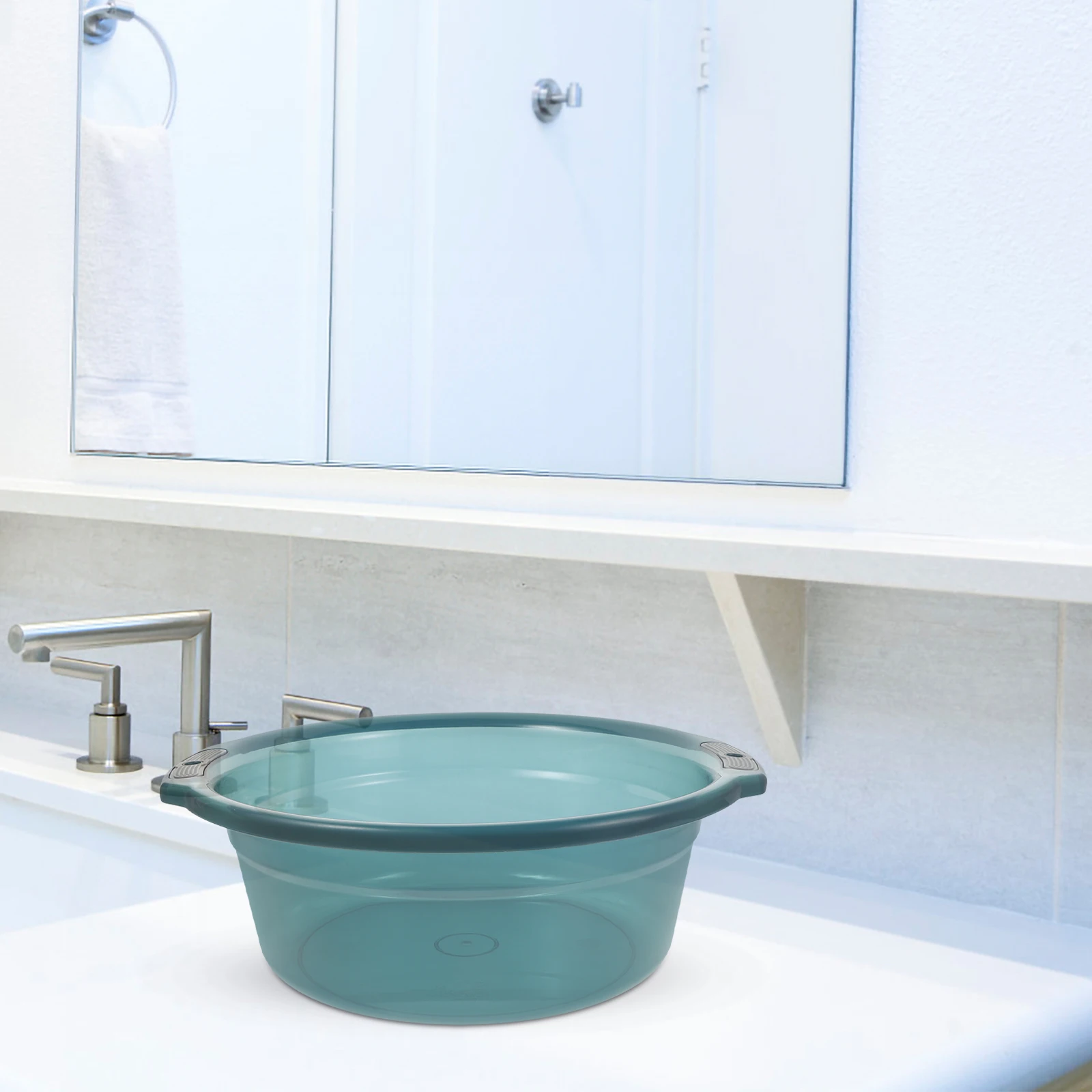 

Transparent Foot Soaking Basin With Dual Handles Clear Laundry Wash Tub Round Bath Bucket For Home Use Blue Large Plastic Basin
