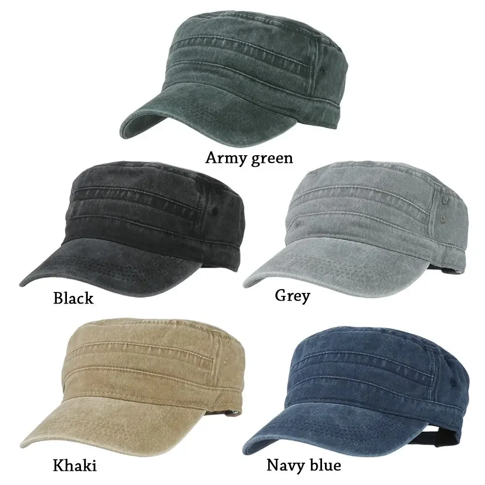 Gorra de béisbol de cabeza grande para hombre, gorro plano de algodón puro, estilo militar, para exteriores, de poliéster, para verano