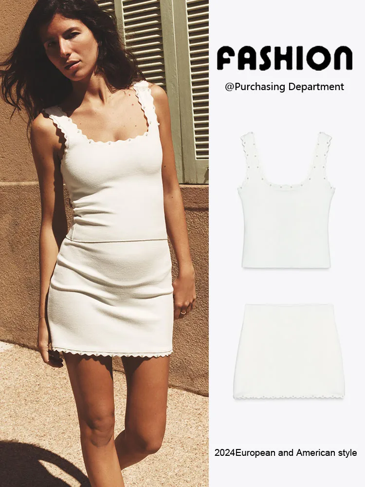 

Новый летний женский топ с открытым верхом и юбкой, комплект из двух предметов, цветная трикотажная одежда, обувь на голову