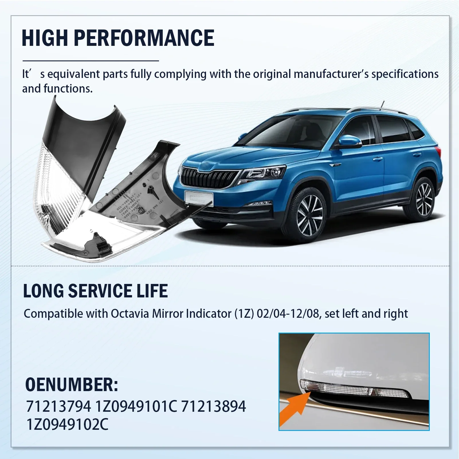 مؤشر مرآة الجانب الأيسر والأيمن 71213894 1Z0949102C لشركة فولكس فاجن بولو 4 9N3 GTI كروسبولو فينتو سكودا اوكتافيا 2 A5 2007-2012