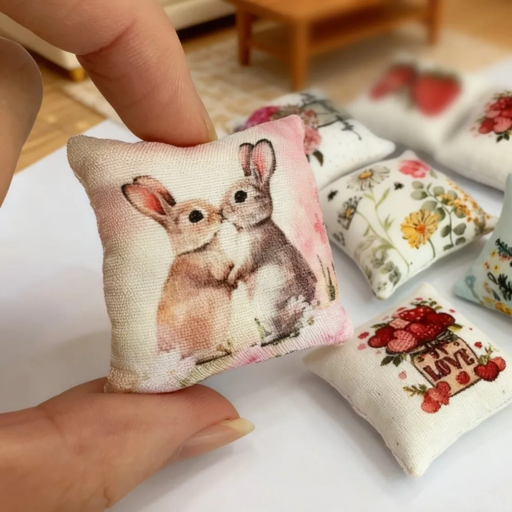 1PC Spring Theme Dollhouse Miniature Easter Cushion Realistic Scenes Easter Theme Miniature Bedroom Scene Miniature Furniture