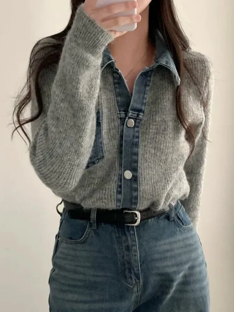 العصرية الدنيم محبوك سترة معطف المرأة شتاء جديد Sle الدافئة تنفس فام أعلى تخفيف نمط مادة أخرى 00% #3