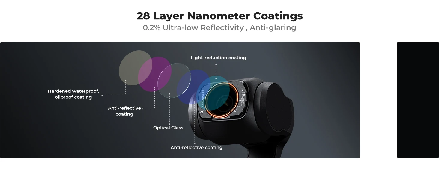 K&F Concept 2in1 ND2-32 1/4 Schwarzer Diffusionsfilter für DJI OSMO Pocket 4 Pocket 3 Magnetischer ND-Filter Mehrfach Beschichtet Action-Kamera – Detail 5