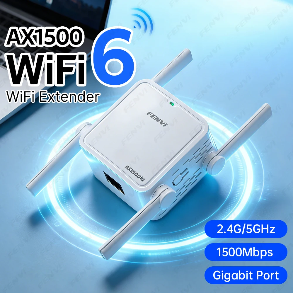 

Усилитель сигнала Wi-Fi AX1500 5 ГГц WiFi6, двухдиапазонный (2.4G/5GHz), с функцией ретранслятора, увеличивающий дальность действия, гигабитный, простое настройование